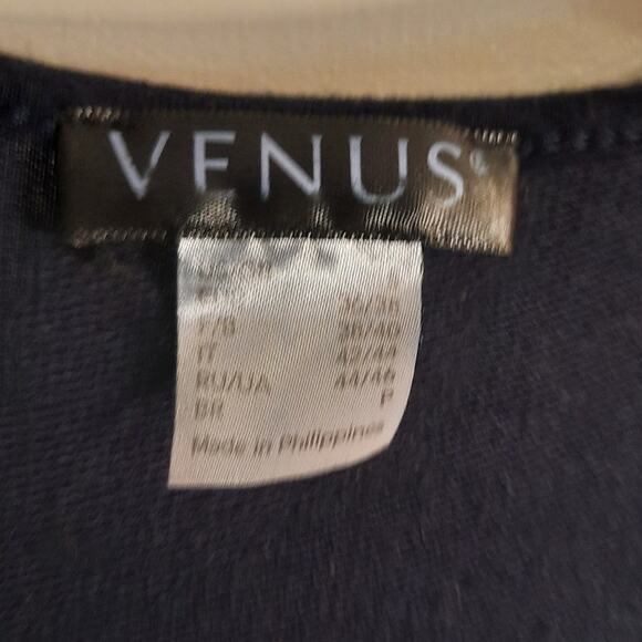 Venus Navy Blue Striped Hem Dress Sz Small Contrast Hem Zipper Fun Cute Sporty - Picture 7 of 13